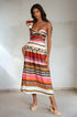 One-Shoulder Pleated Dress - Tulum Stripe