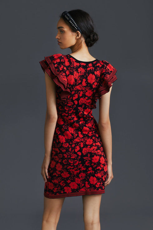 Ruffled Mini Sweater Dress