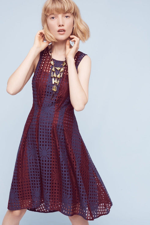 Samantha Dress - Navy+Burgundy Lace
