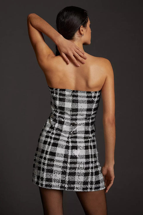 Sequined Plaid Mini Dress