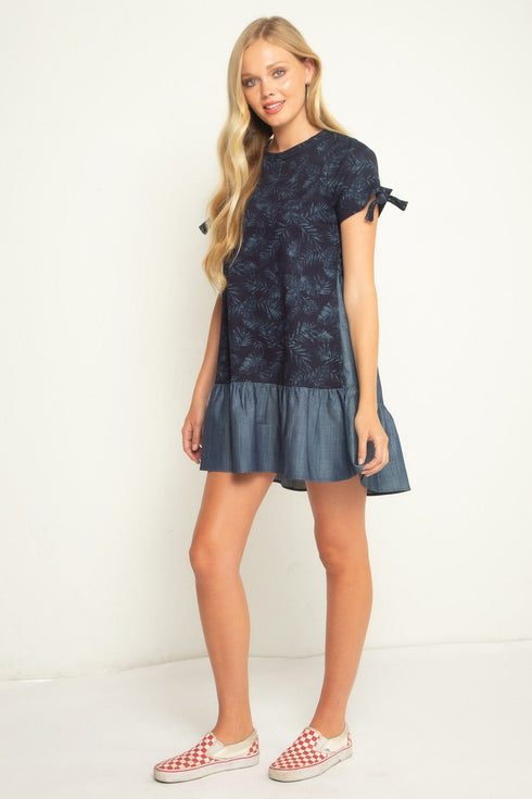 Short Sleeve Navy Mini Dress
