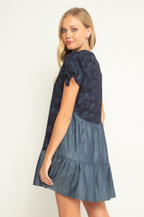 Short Sleeve Navy Mini Dress