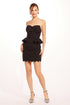 Strapless Peplum Mini Dress - Black