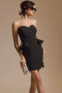 Strapless Peplum Mini Dress - Black