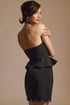 Strapless Peplum Mini Dress - Black
