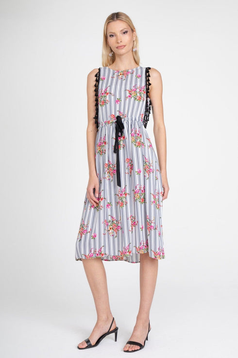 Stripe Tassle Midi Dress