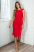 Urchin Cinched Midi Dress – Red