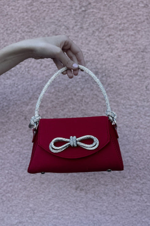 Satin Bow Rhinestone Bag