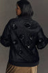 Velvet Floral Embroidered Bomber Jacket