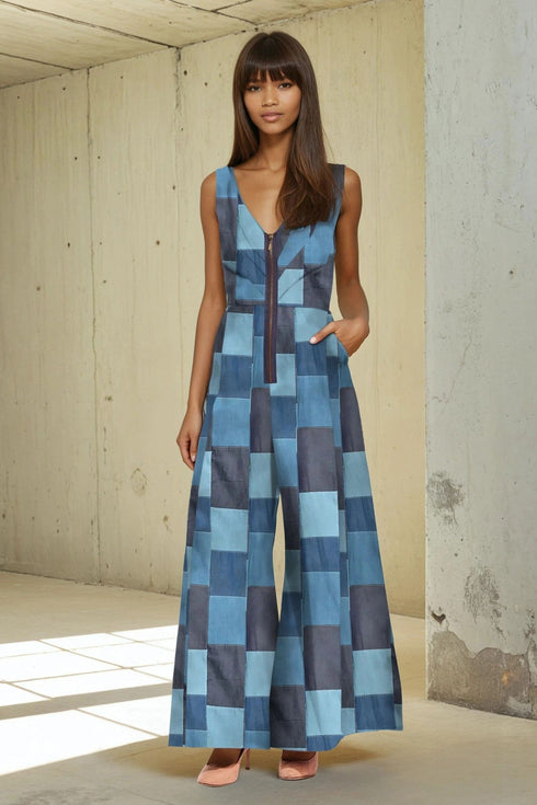 Axella Jumpsuit - Denim Patchwork