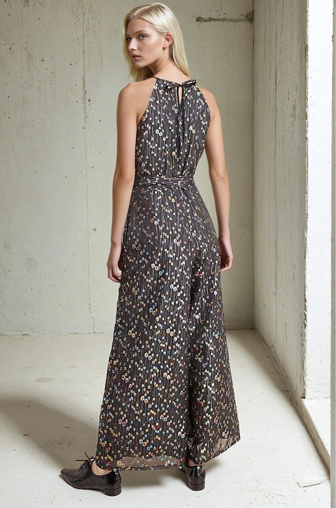 Edita Halter Metallic Clip Dot Jumpsuit