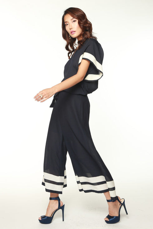Watson Striped Jumpsuit in Navy