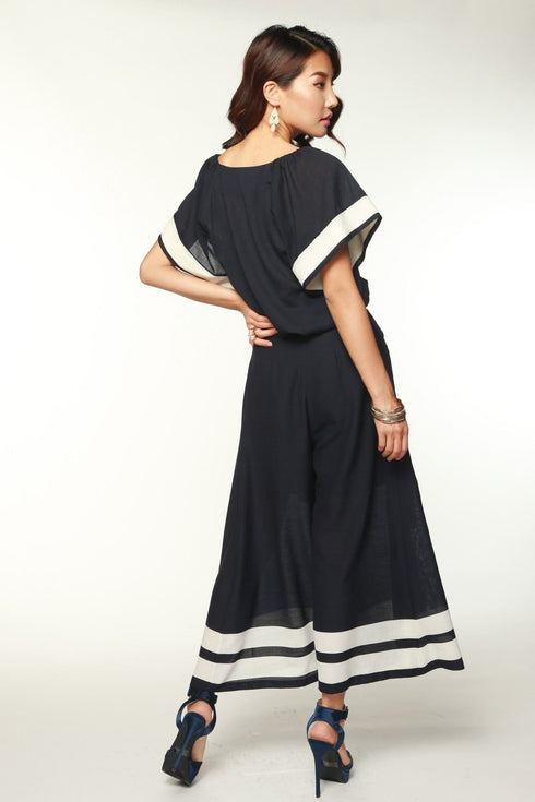 Watson Striped Jumpsuit in Navy