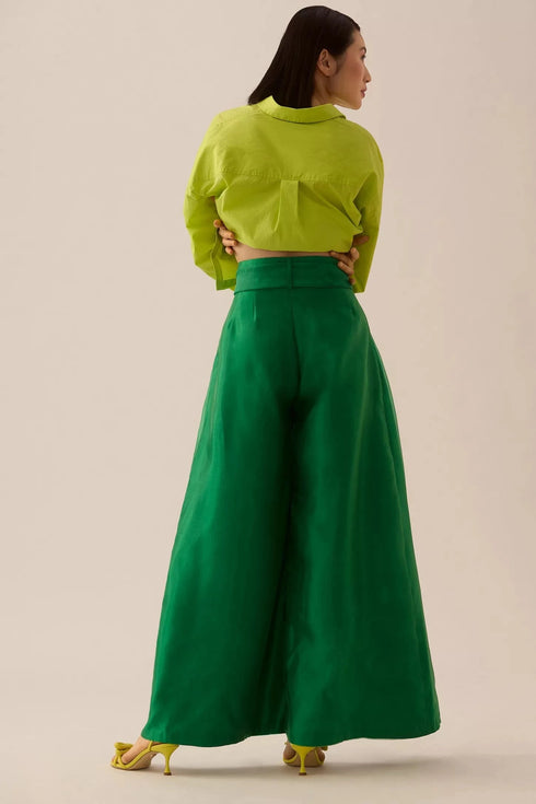 Belted Wide-Leg Pants - Poison Ivy