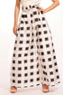 Belted Wide-Leg Pants - Black and White Check