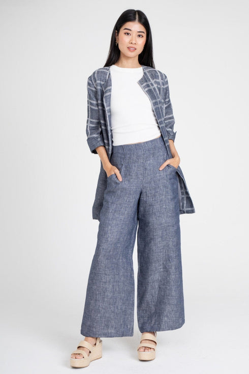 Hepburn Pant – Indigo Linen