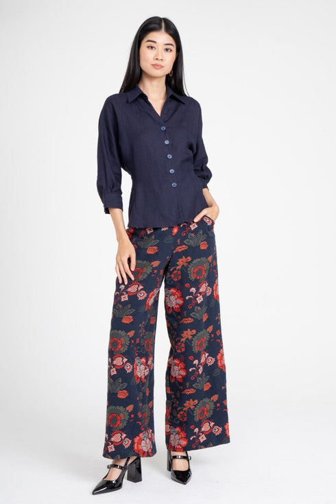 Hepburn Pant – Sapphire Damask