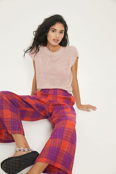 Rockabilly Plaid Pants - Orange/Purple Multi