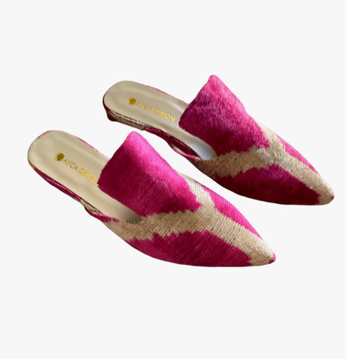 Silk Velvet Ikat Point Toe Slide