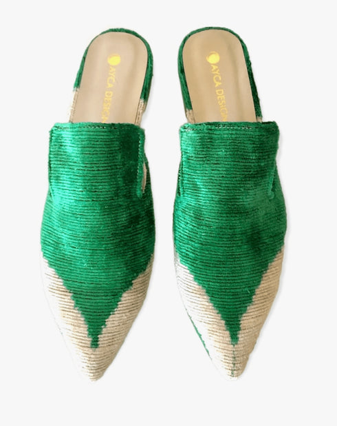 Silk Velvet Ikat Point Toe Slide