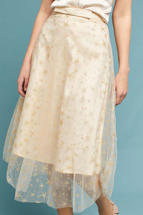 Beatrisa Metallic Tulle Skirt
