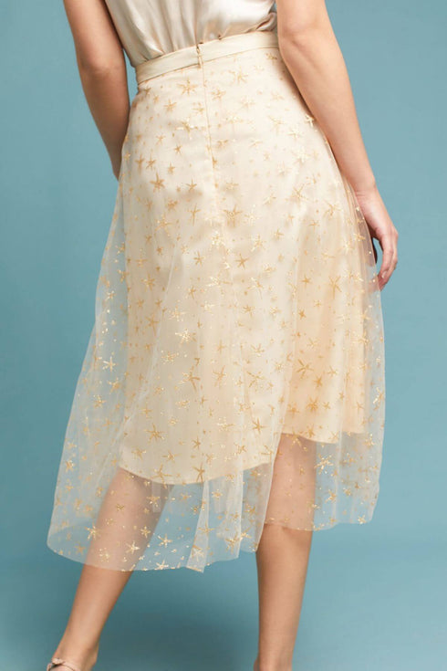 Beatrisa Metallic Tulle Skirt