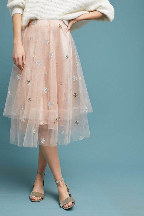 Beatrisa Metallic Tulle Skirt