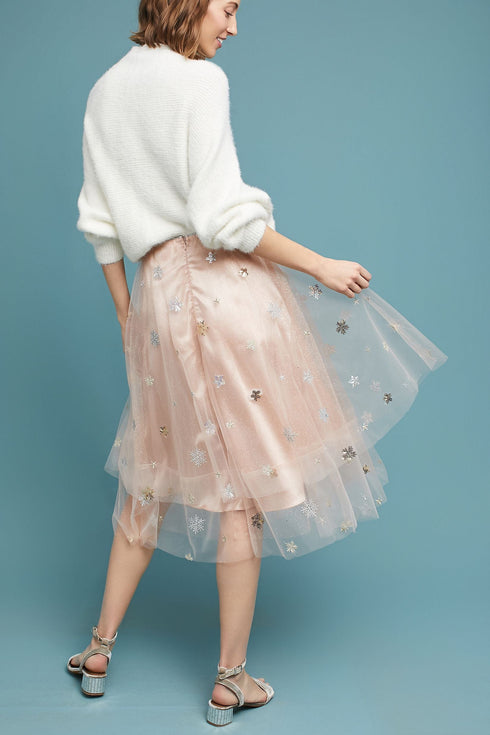 Beatrisa Metallic Tulle Skirt