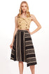 Black and Taupe Stripe Midi Skirt
