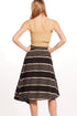Black and Taupe Stripe Midi Skirt