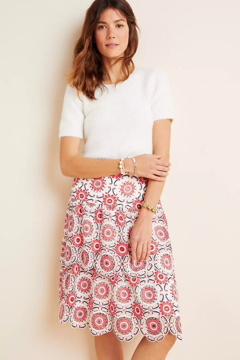 Brynn Embroidered Lace Midi Skirt
