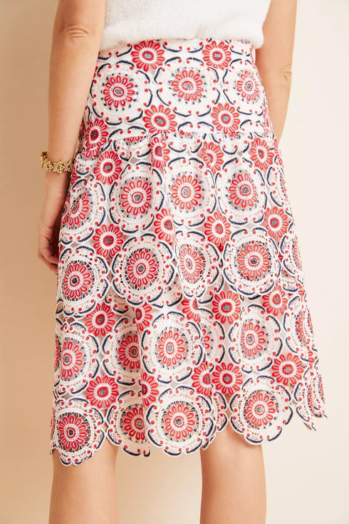 Brynn Embroidered Lace Midi Skirt
