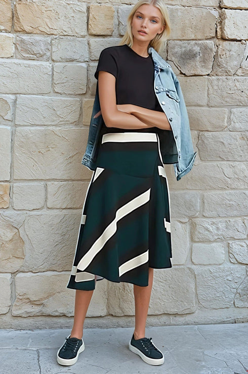 Green Sporty Stripe Skirt