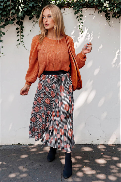 Ingrid Pleated Skirt - Congo Dot