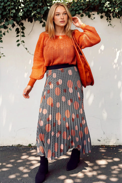 Ingrid Pleated Skirt - Congo Dot