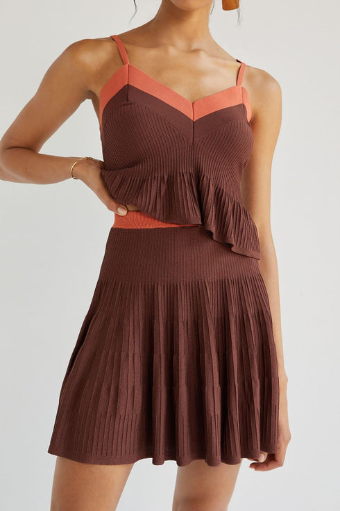 Kava Colorblocked Knit Skirt Set- Carmello