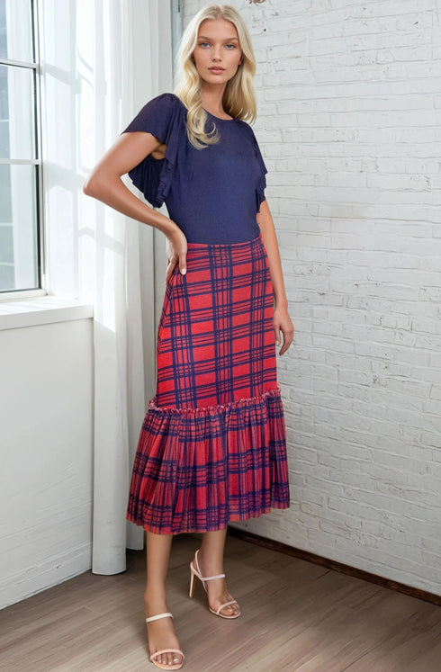 Kym Flounced Midi Skirt