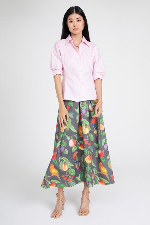 Parrot and Fruit Maxi Skirt
