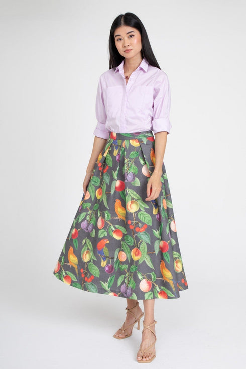 Parrot and Fruit Maxi Skirt