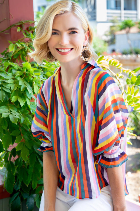 Alejandra Top - Fiesta Stripe