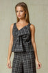 Ayala Bow Top - Silver Plaid