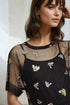 Bee Embroidered Peplum Top