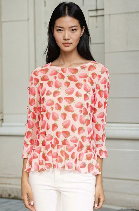 Belinda Top - Strawberry Fields