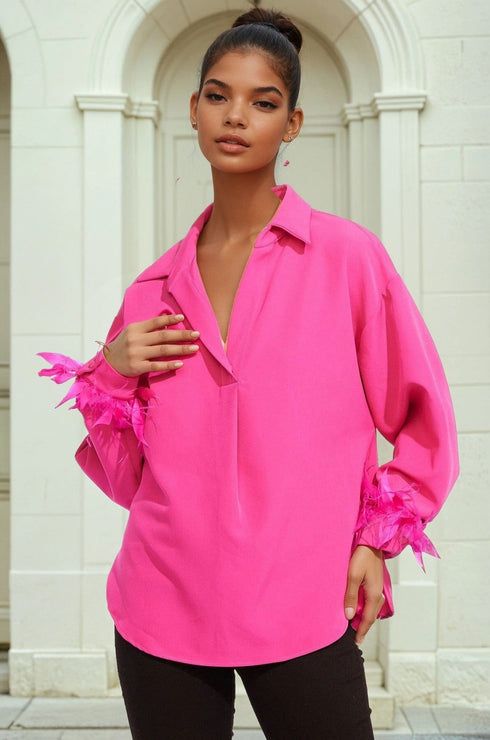 Dolvan Top - Feather Sleeves