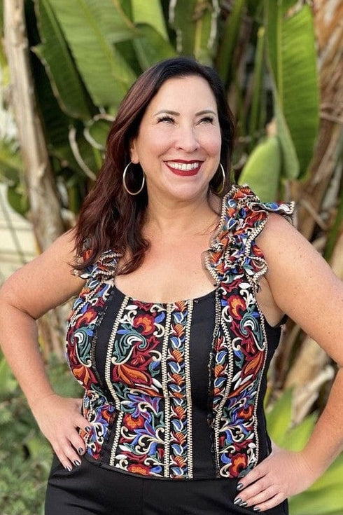 Embroidered Corset Top-Florence