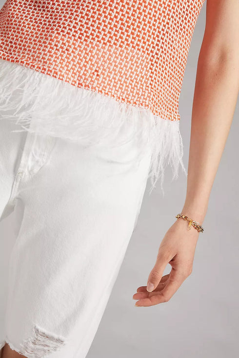 Feathered Top - Orange motif