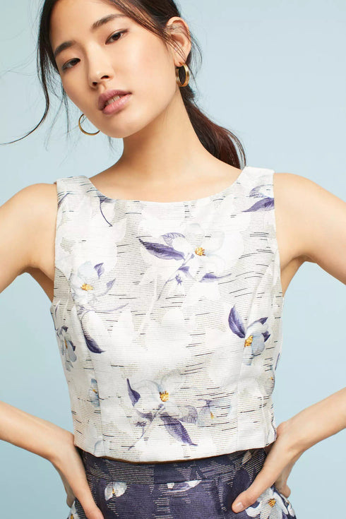 Jacquard Floral Cropped Top