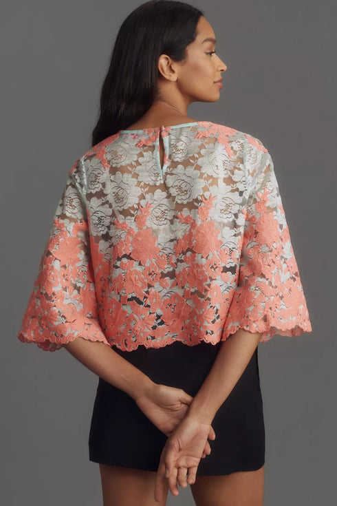 Lacey Crop Bell-Sleeve Top