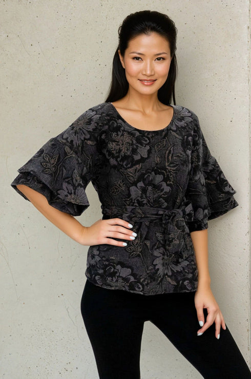 Laszlo Top - Black Floral