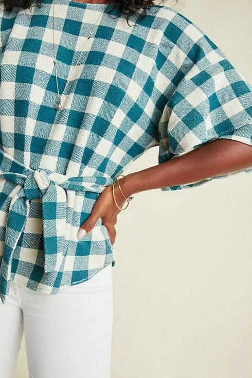 Laszlo Top - Teal Gingham
